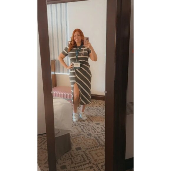 Tanya Taylor Green Striped Cody Midi Dress  Size XS - Picture 8 of 10